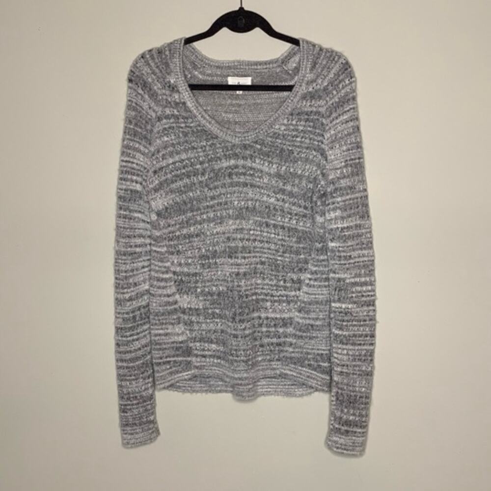 Lou & Grey Marled Grey Alpaca Blend Scoop Neck Knit Sweater Small
